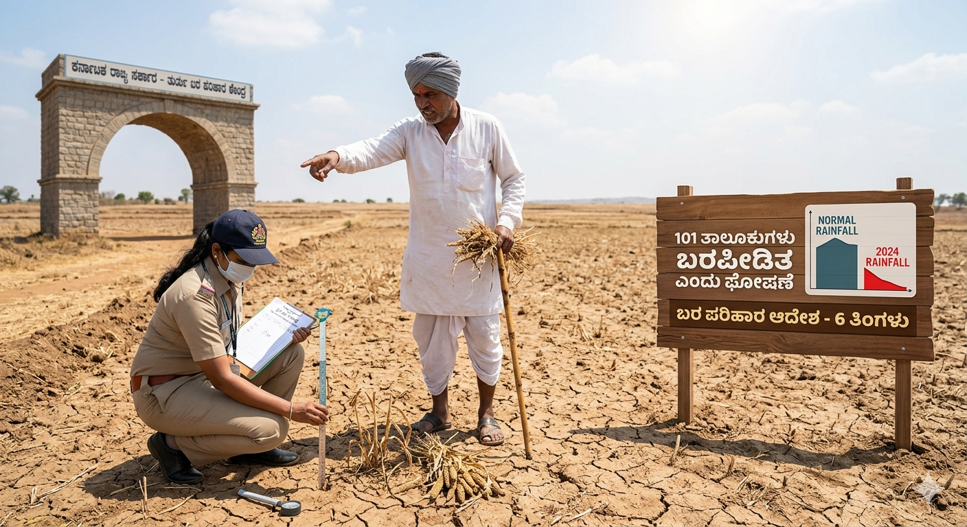 ಕರ್ನಾಟಕದ ಕೃಷಿ ಬಿಕ್ಕಟ್ಟು: 101 ತಾಲೂಕುಗಳನ್ನು ಬರಪೀಡಿತ ಎಂದು ಘೋಷಿಸಿದ ರಾಜ್ಯ ಸರ್ಕಾರ image